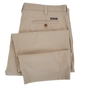 Chaps Mens Khaki Straight‎ Fit Flat Front Casual Dress Pants Trousers Size 34x30